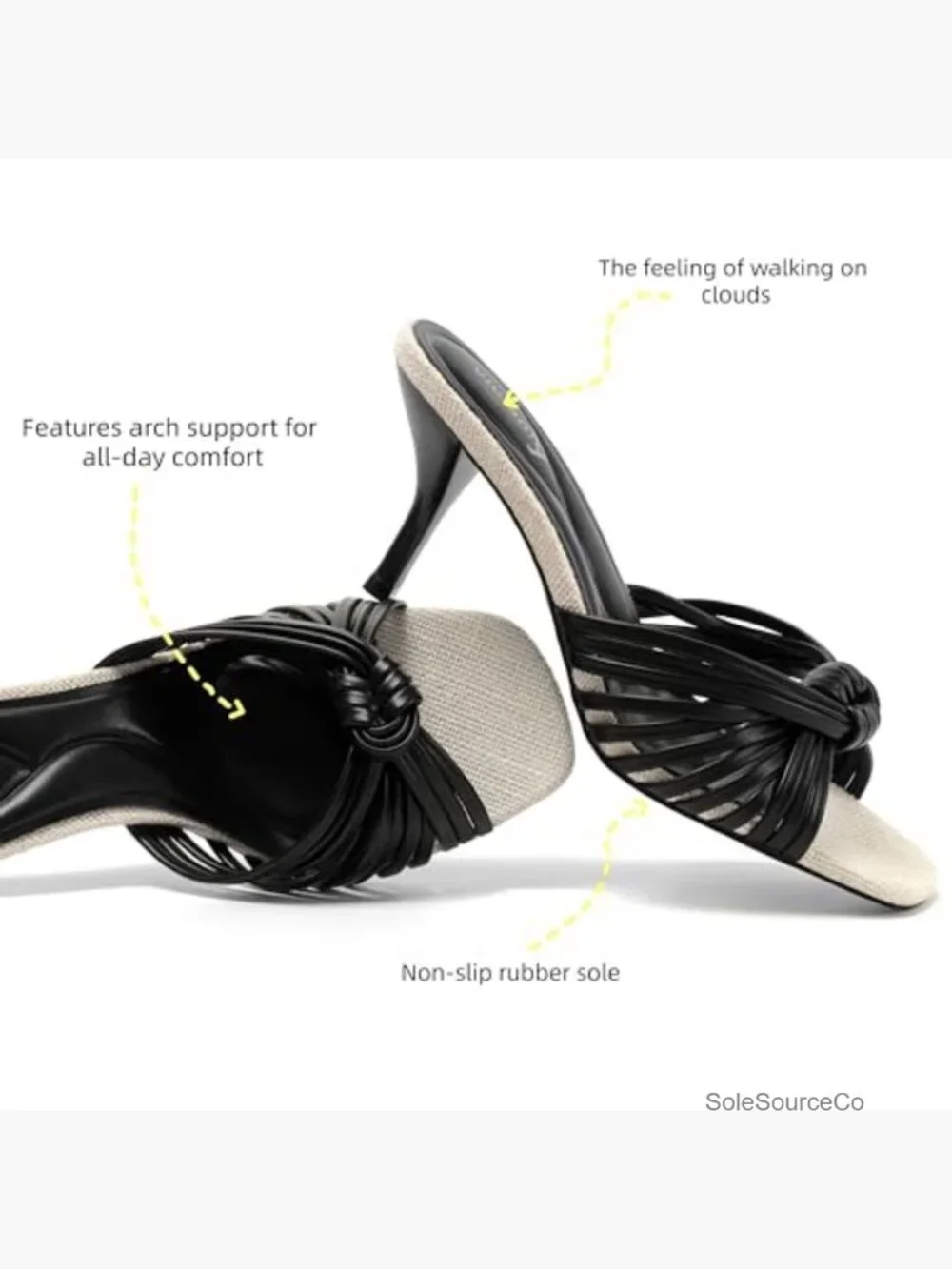 Kitten Heel Square Open Toe Mules Slip-On Wedding Sandals